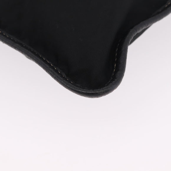 PRADA Tote Bag Nylon Leather Black Silver Auth am12735A