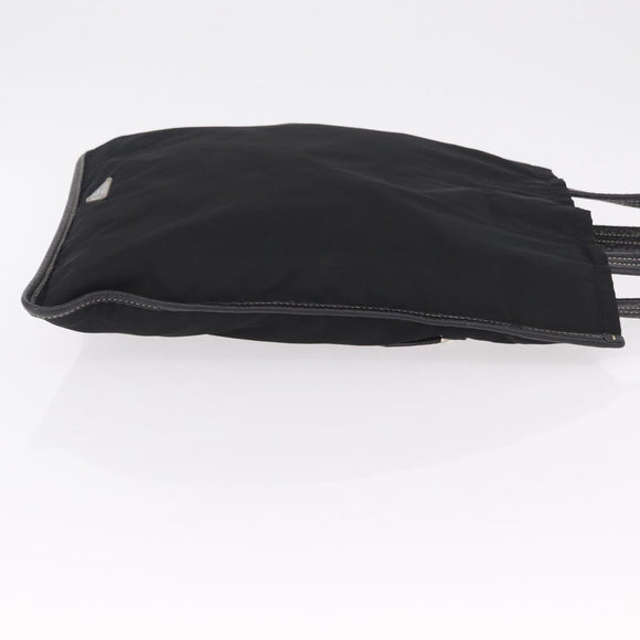 PRADA Tote Bag Nylon Leather Black Silver Auth am12735A