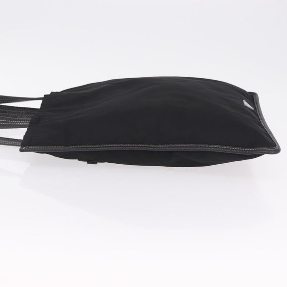 PRADA Tote Bag Nylon Leather Black Silver Auth am12735A