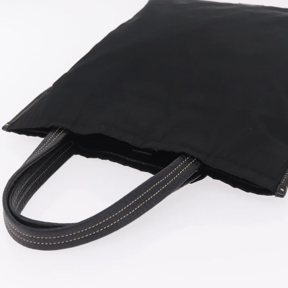 PRADA Tote Bag Nylon Leather Black Silver Auth am12735A