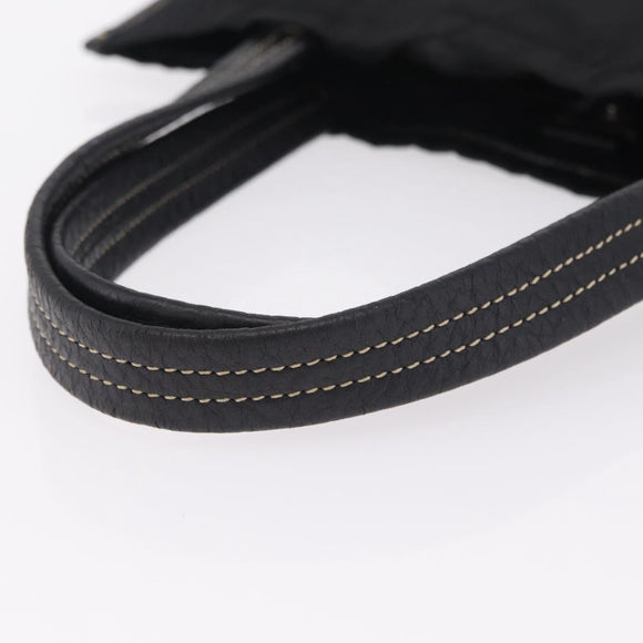 PRADA Tote Bag Nylon Leather Black Silver Auth am12735A