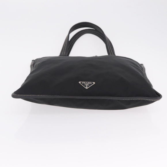 PRADA Tote Bag Nylon Leather Black Silver Auth am12735A