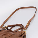 Miu Miu Side Ribbon Hand Bag Leather 2way Brown Gold RT0383 Auth am12737M-14