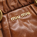 Miu Miu Side Ribbon Hand Bag Leather 2way Brown Gold RT0383 Auth am12737M-18