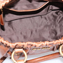 Miu Miu Side Ribbon Hand Bag Leather 2way Brown Gold RT0383 Auth am12737M-11
