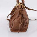Miu Miu Side Ribbon Hand Bag Leather 2way Brown Gold RT0383 Auth am12737M-4