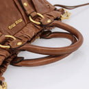 Miu Miu Side Ribbon Hand Bag Leather 2way Brown Gold RT0383 Auth am12737M-7