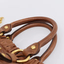 Miu Miu Side Ribbon Hand Bag Leather 2way Brown Gold RT0383 Auth am12737M-8