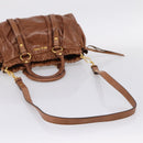 Miu Miu Side Ribbon Hand Bag Leather 2way Brown Gold RT0383 Auth am12737M-9