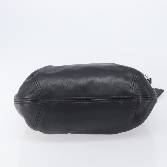 PRADA Shoulder Bag Leather Black Silver BR4519 Auth am12738V