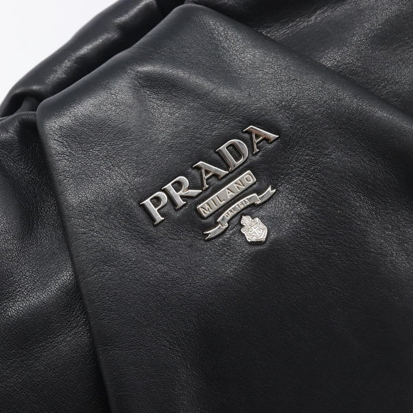 PRADA Shoulder Bag Leather Black Silver BR4519 Auth am12738V
