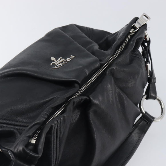 PRADA Shoulder Bag Leather Black Silver BR4519 Auth am12738V