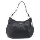 PRADA Shoulder Bag Leather Black Silver BR4519 Auth am12738V-2