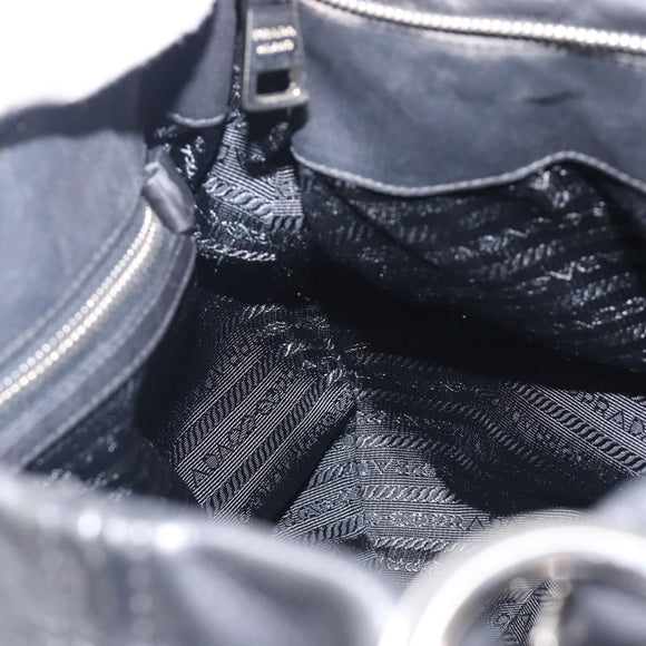 PRADA Shoulder Bag Leather Black Silver BR4519 Auth am12738V