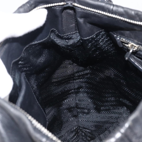 PRADA Shoulder Bag Leather Black Silver BR4519 Auth am12738V