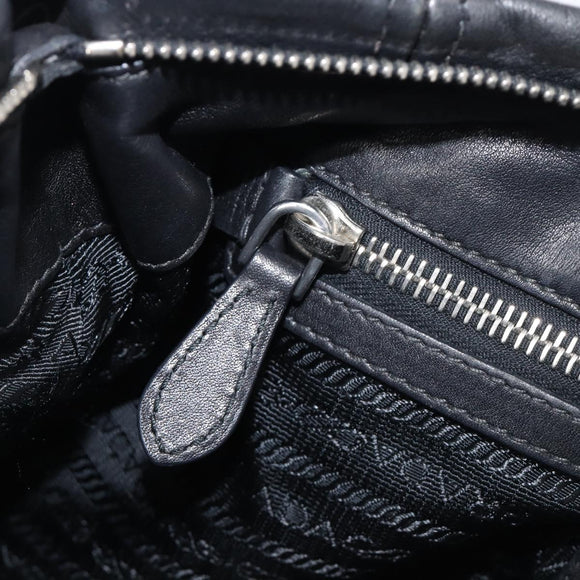 PRADA Shoulder Bag Leather Black Silver BR4519 Auth am12738V