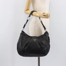PRADA Shoulder Bag Leather Black Silver BR4519 Auth am12738V-28
