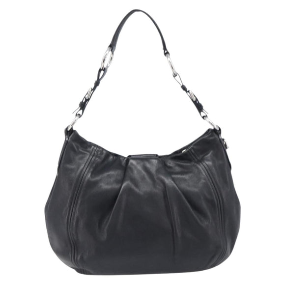 PRADA Shoulder Bag Leather Black Silver BR4519 Auth am12738V