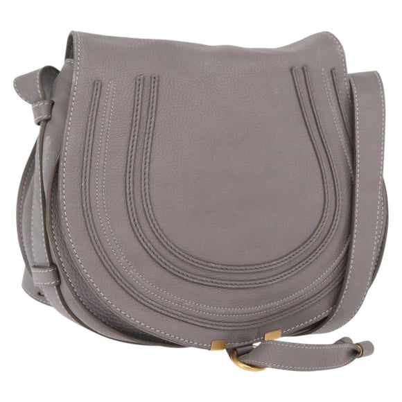 Chloe Mercy Shoulder Bag Leather Gray Gold Auth am12742V