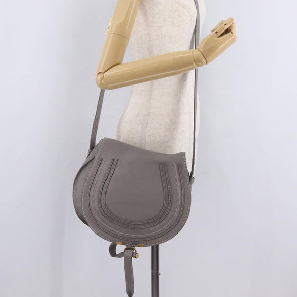 Chloe Mercy Shoulder Bag Leather Gray Gold Auth am12742V