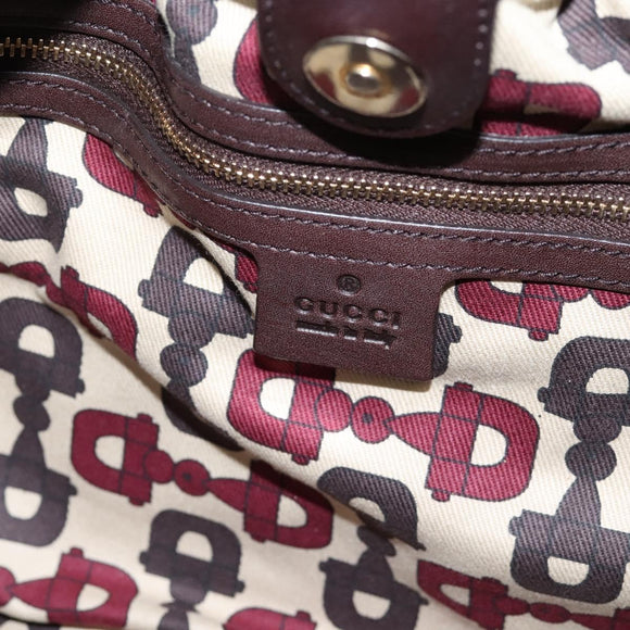 GUCCI GG Canvas Guccissima Hand Bag Leather Dark Brown Gold 203624 Auth am12743V