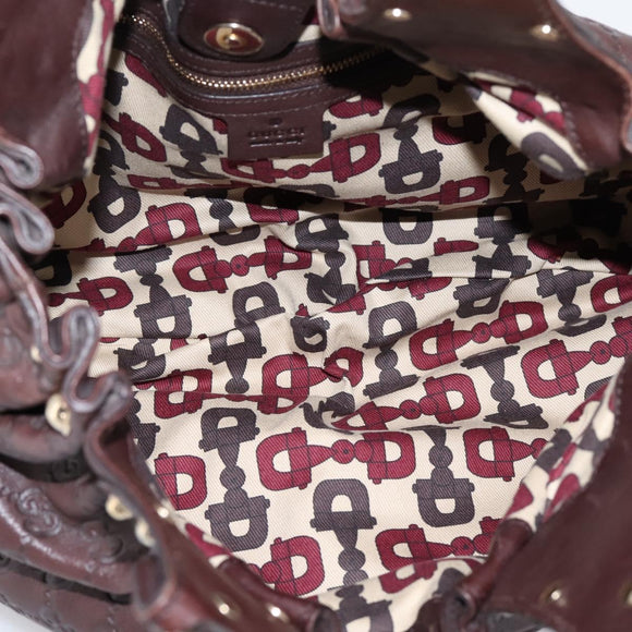 GUCCI GG Canvas Guccissima Hand Bag Leather Dark Brown Gold 203624 Auth am12743V