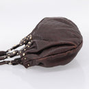 GUCCI GG Canvas Guccissima Hand Bag Leather Dark Brown Gold 203624 Auth am12743V-3