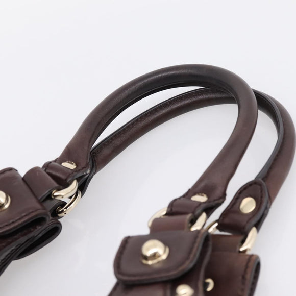 GUCCI GG Canvas Guccissima Hand Bag Leather Dark Brown Gold 203624 Auth am12743V