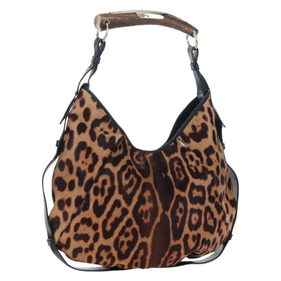 Saint Laurent Mombasa Shoulder Bag Harako Leather Beige Gold Auth am12744SAM
