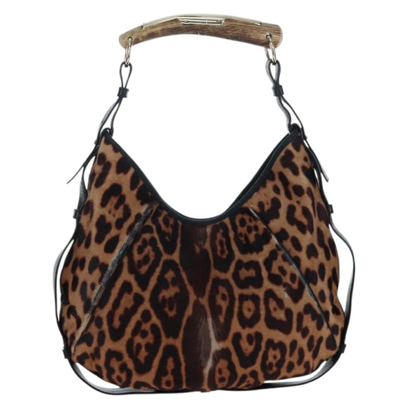 Saint Laurent Mombasa Shoulder Bag Harako Leather Beige Gold Auth am12744SAM