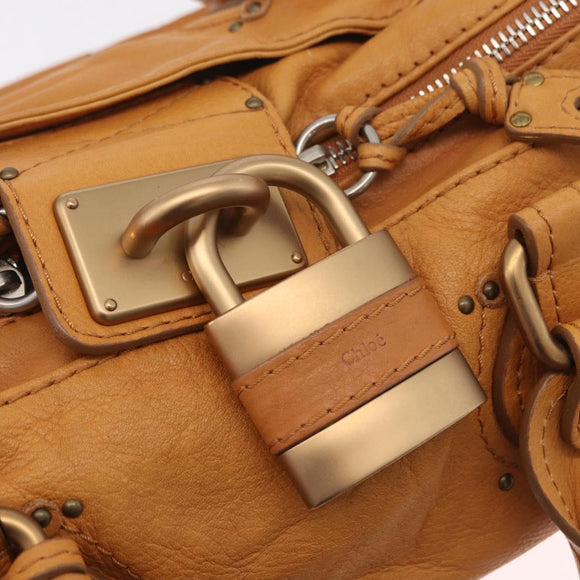 Chloe Paddington Hand Bag Leather Brown Gold Silver Auth am12746V