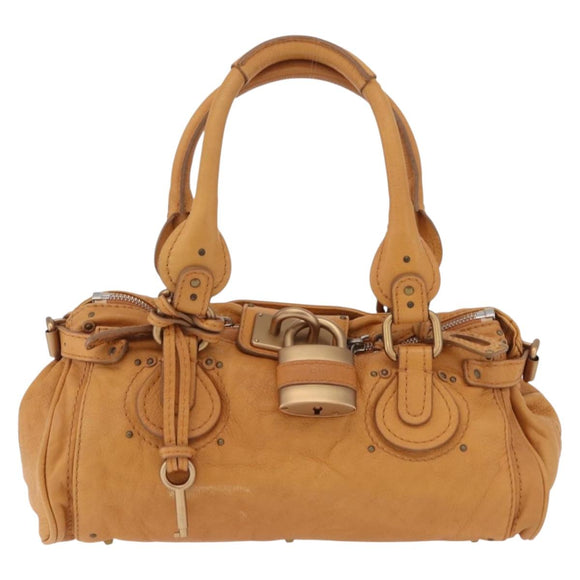 Chloe Paddington Hand Bag Leather Brown Gold Silver Auth am12746V