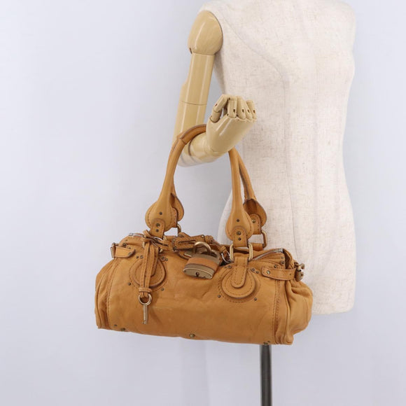 Chloe Paddington Hand Bag Leather Brown Gold Silver Auth am12746V