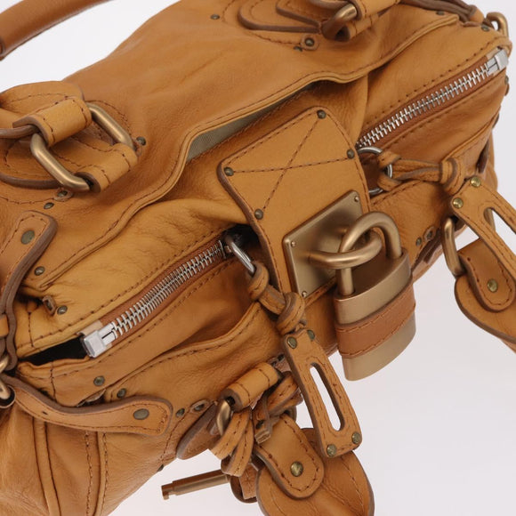 Chloe Paddington Hand Bag Leather Brown Gold Silver Auth am12746V