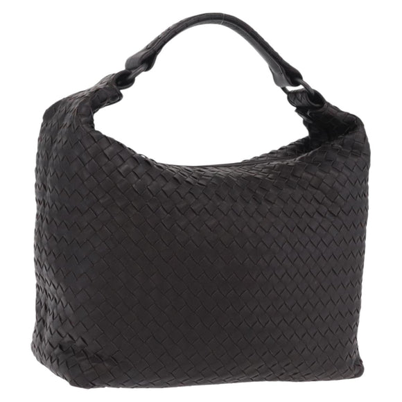 Bottega Veneta INTRECCIATO Shoulder Bag Leather Dark Brown Auth am12747SAM