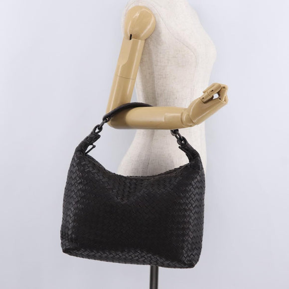 Bottega Veneta INTRECCIATO Shoulder Bag Leather Dark Brown Auth am12747SAM