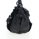 PRADA Frill Shoulder Bag Leather Black Silver Auth am12754V-3