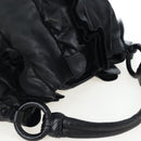 PRADA Frill Shoulder Bag Leather Black Silver Auth am12754V-6