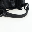 PRADA Frill Shoulder Bag Leather Black Silver Auth am12754V-7