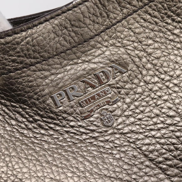 PRADA Shoulder Bag Leather Silver BR3353 Auth am12759V