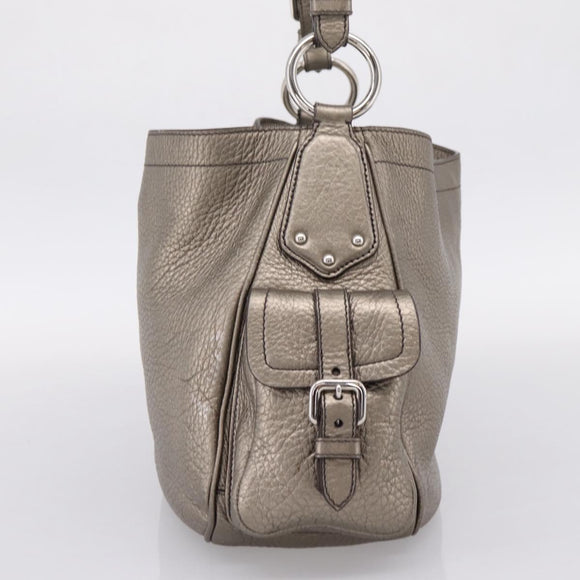PRADA Shoulder Bag Leather Silver BR3353 Auth am12759V