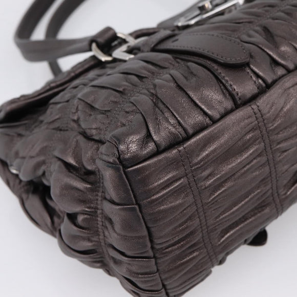 PRADA Ready Lock Tote Bag Nappa Leather Gray Silver Auth am12760M
