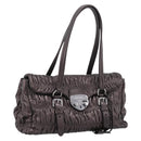 PRADA Ready Lock Tote Bag Nappa Leather Gray Silver Auth am12760M-1