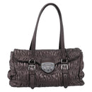 PRADA Ready Lock Tote Bag Nappa Leather Gray Silver Auth am12760M-13