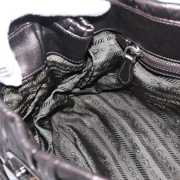 PRADA Ready Lock Tote Bag Nappa Leather Gray Silver Auth am12760M