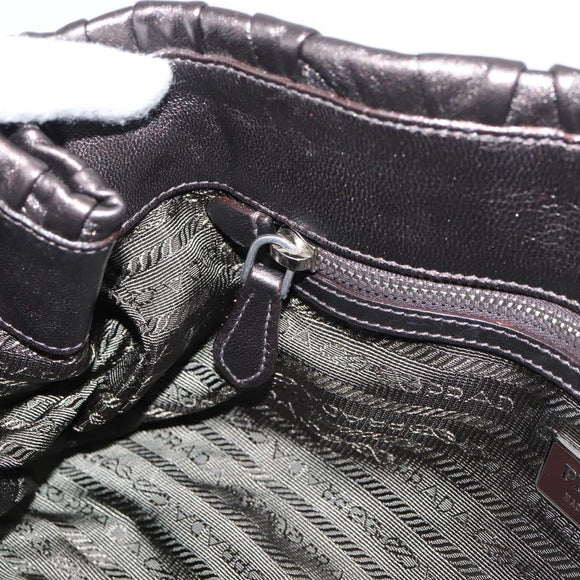 PRADA Ready Lock Tote Bag Nappa Leather Gray Silver Auth am12760M
