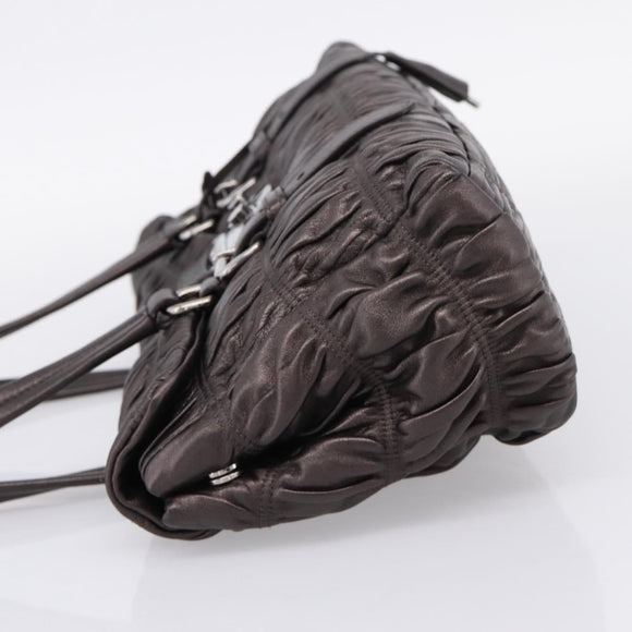 PRADA Ready Lock Tote Bag Nappa Leather Gray Silver Auth am12760M