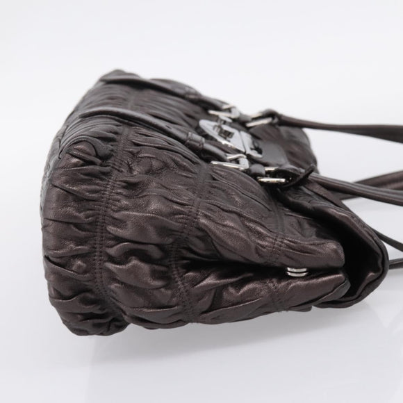 PRADA Ready Lock Tote Bag Nappa Leather Gray Silver Auth am12760M
