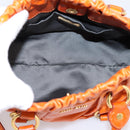 Miu Miu Side Ribbon Hand Bag Leather 2way Orange Gold Auth am12762V-19