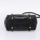 Miu Miu Side Ribbon Hand Bag Leather 2way Black Gold Auth am12763M-12